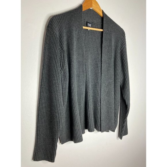 Eileen Fisher Women's Medium Gray 100% Merino Wool Cardigan Knit Sweater - Picture 2 of 7